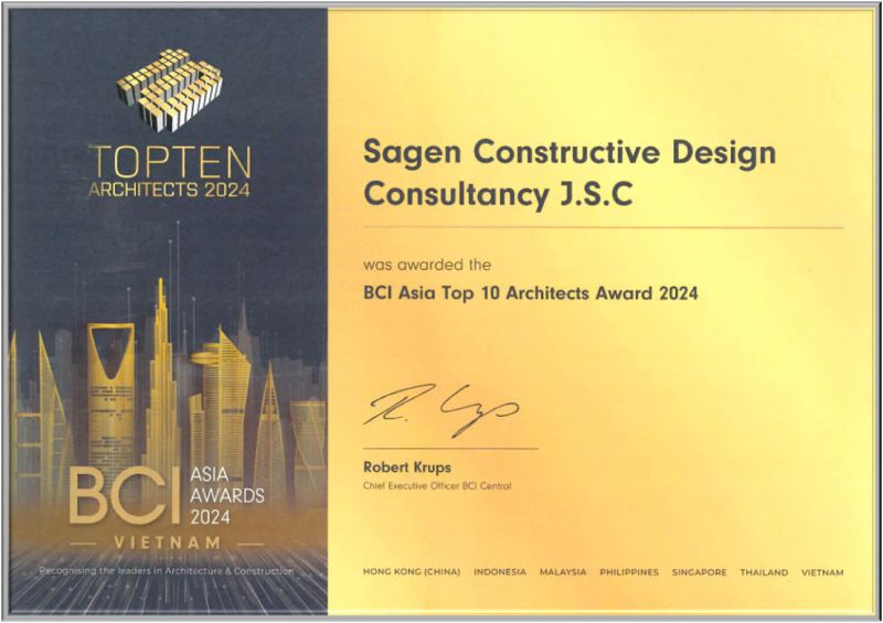 Sagen BCI Asia Top 10 Architects Award 2015-2016-2021-2024